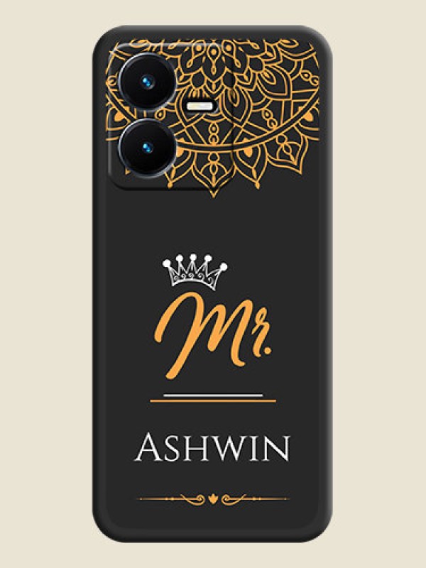 Custom Mr Name with Floral Design  on Personalised Space Black Soft Matte Cases - Vivo Y22