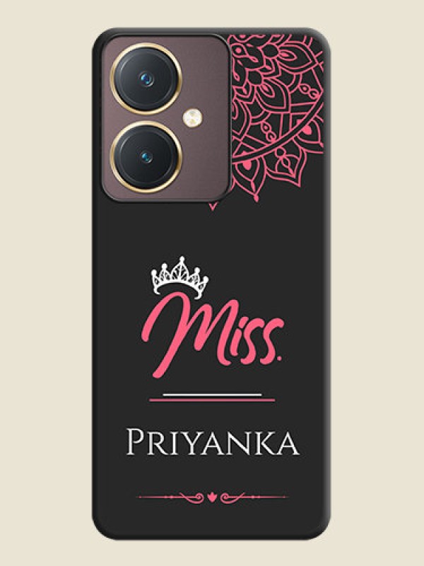 Custom Mrs Name with Floral Design on Space Black Personalized Soft Matte Phone Covers - Vivo Y27