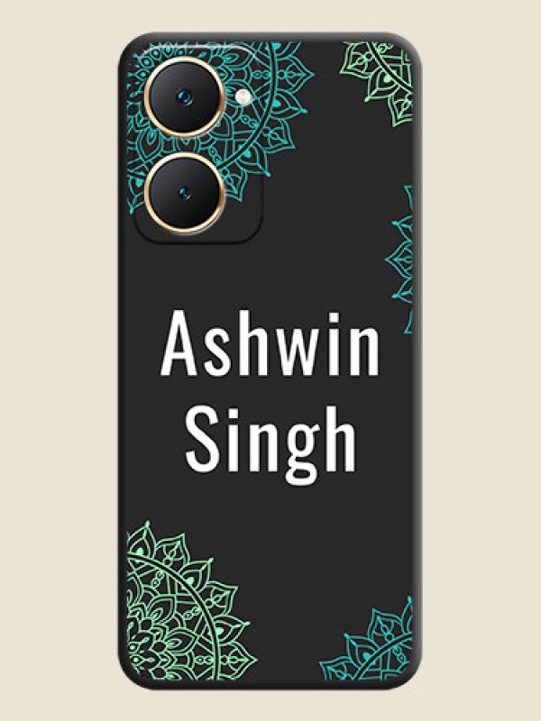 Custom Your Name with Floral Design On Space Black Custom Soft Matte Mobile Back Cover - Vivo Y28e 5G
