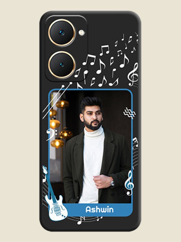 Custom Musical Theme Design with Text on Photo On Space Black Custom Soft Matte Mobile Back Cover - Vivo Y28s 5G