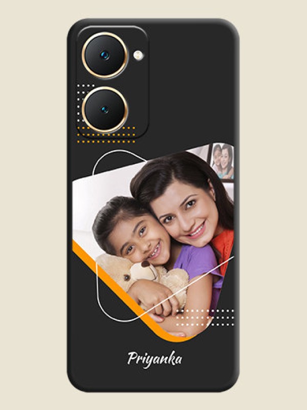 Custom Yellow Triangle on Photo On Space Black Custom Soft Matte Mobile Back Cover - Vivo Y28s 5G
