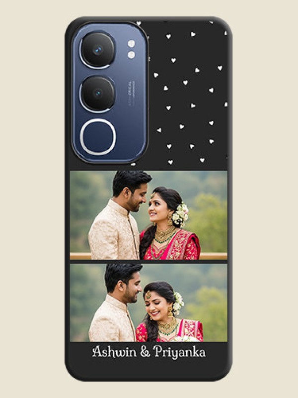 Custom Miniature Love Symbols with Name On Space Black Custom Soft Matte Mobile Back Cover - Vivo Y29 5G