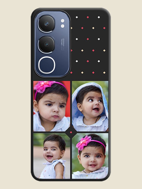 Custom Multicolor Dotted Pattern with 4 Image Holder On Space Black Custom Soft Matte Mobile Back Cover - Vivo Y29 5G