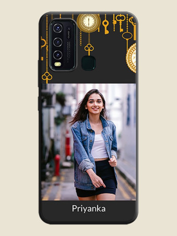 Custom Decorative Design with Text on Space Black Custom Soft Matte Back Cover - Vivo Y30