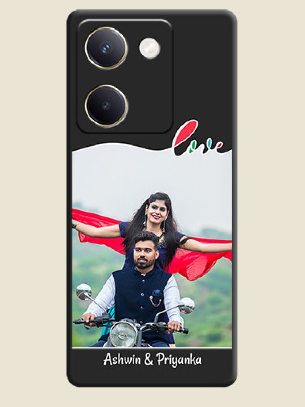 Custom Fall in Love Pattern with Picture on Photo On Space Black Custom Soft Matte Mobile Back Cover - Vivo Y300 Plus 5G
