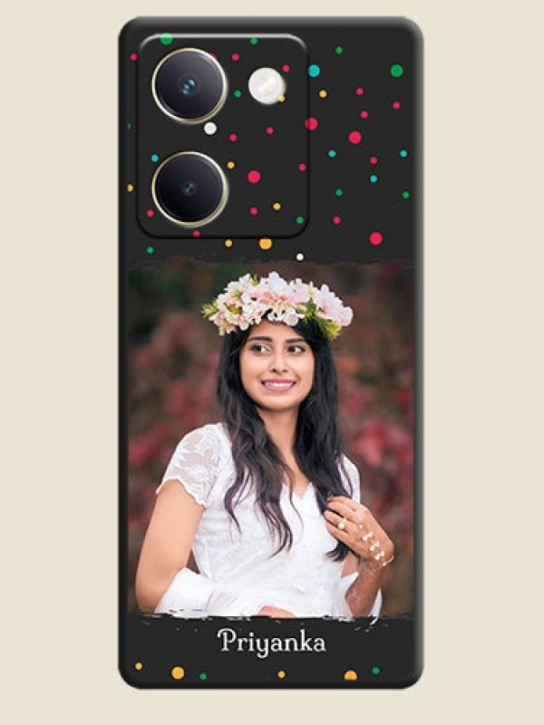 Custom Multicolor Dotted Pattern with Text On Space Black Custom Soft Matte Mobile Back Cover - Vivo Y300 Plus 5G