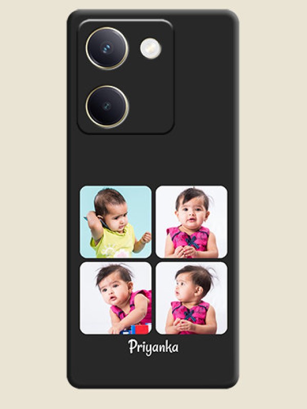 Custom Floral Art with 6 Image Holder on Photo On Space Black Custom Soft Matte Mobile Back Cover - Vivo Y300 Plus 5G