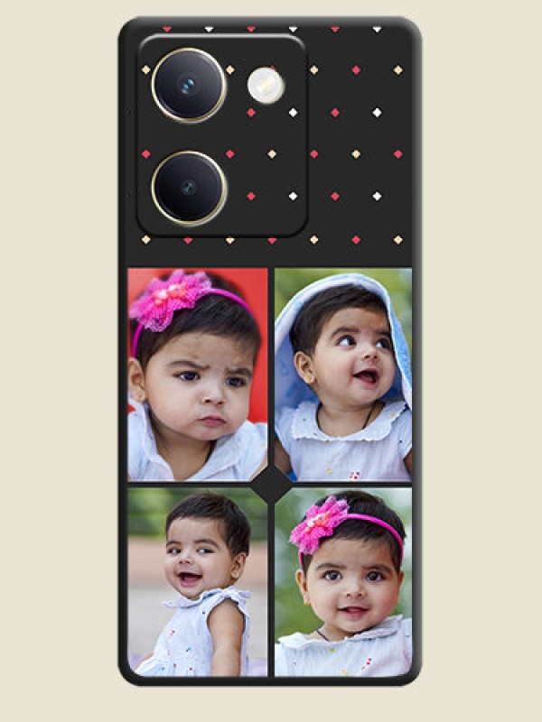 Custom Multicolor Dotted Pattern with 4 Image Holder On Space Black Custom Soft Matte Mobile Back Cover - Vivo Y300 Plus 5G