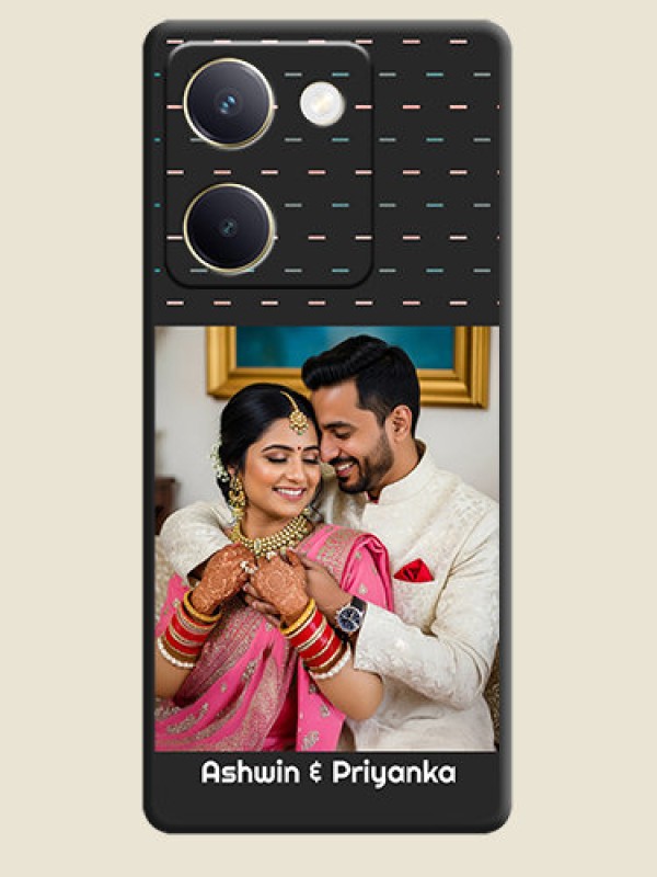 Custom Line Pattern Design with Text On Space Black Custom Soft Matte Mobile Back Cover - Vivo Y300 Plus 5G