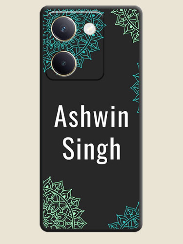 Custom Your Name with Floral Design On Space Black Custom Soft Matte Mobile Back Cover - Vivo Y300 Plus 5G