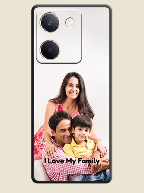 Custom Full Single Pic Upload With Text On Space Black Custom Soft Matte Mobile Back Cover - Vivo Y300 Plus 5G