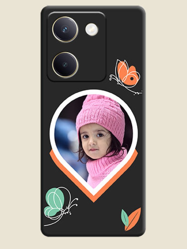 Custom Upload Pic With Simple Butterly Design On Space Black Custom Soft Matte Mobile Back Cover - Vivo Y300 Plus 5G