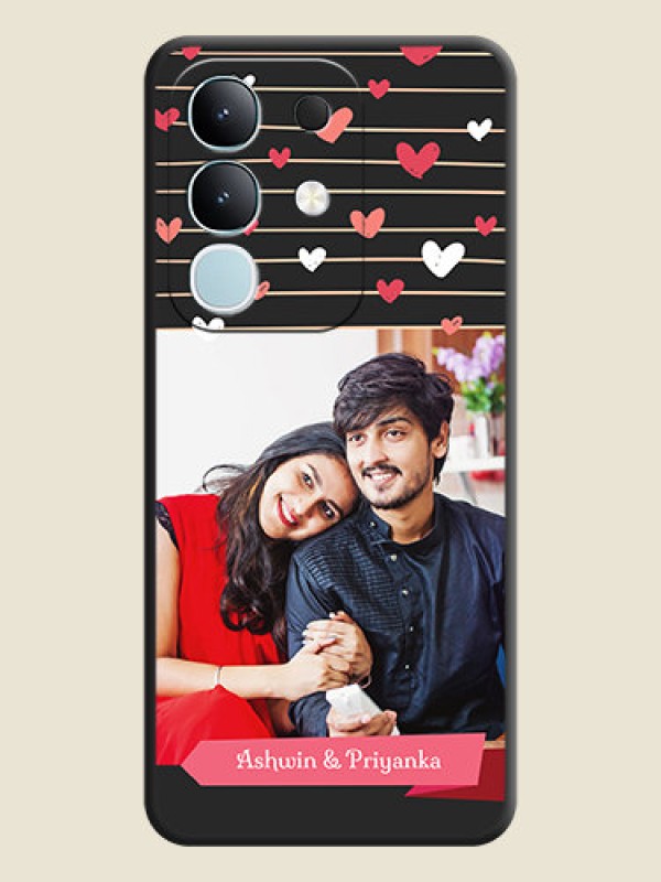 Custom Love Pattern with Name on Pink Ribbon on Photo On Space Black Custom Soft Matte Mobile Back Cover - Vivo Y31 Pro 5G