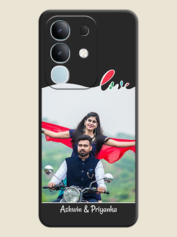 Custom Fall in Love Pattern with Picture on Photo On Space Black Custom Soft Matte Mobile Back Cover - Vivo Y31 Pro 5G