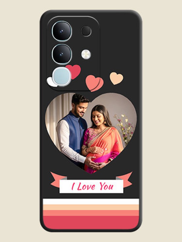 Custom Love Shaped Photo with Colorful Stripes On Space Black Custom Soft Matte Mobile Back Cover - Vivo Y31 Pro 5G