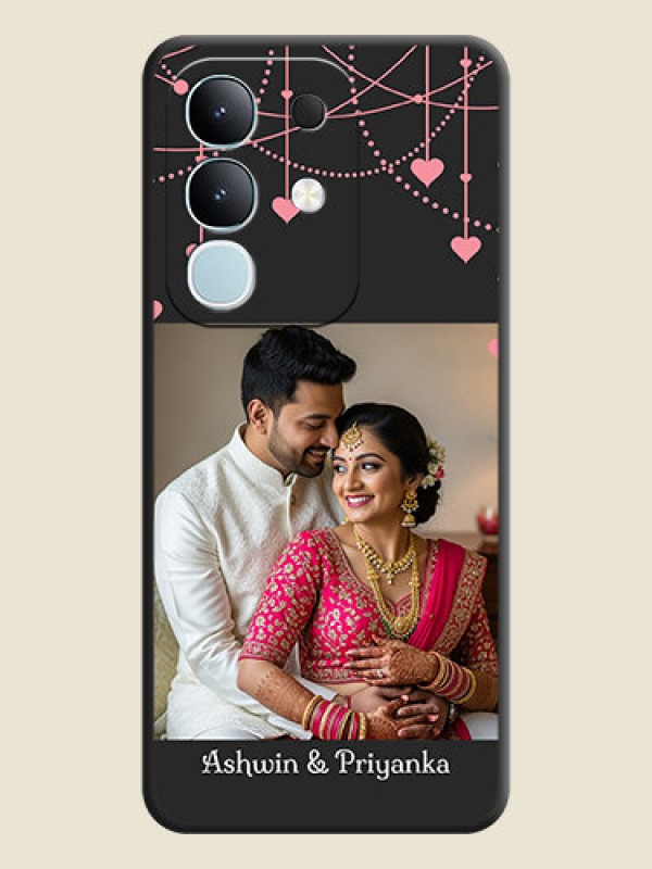 Custom Pink Love Hangings with Text On Space Black Custom Soft Matte Mobile Back Cover - Vivo Y31 Pro 5G