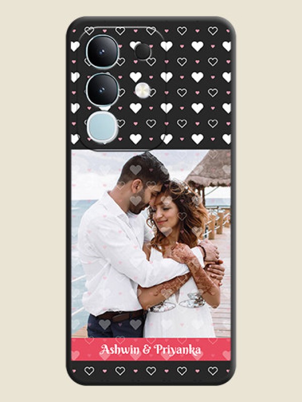 Custom White Color Love Symbols with Text Design on Photo On Space Black Custom Soft Matte Mobile Back Cover - Vivo Y31 Pro 5G