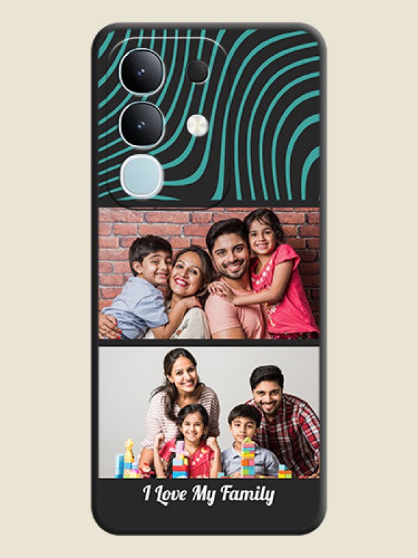 Custom Wave Pattern with 2 Image Holder On Space Black Custom Soft Matte Mobile Back Cover - Vivo Y31 Pro 5G