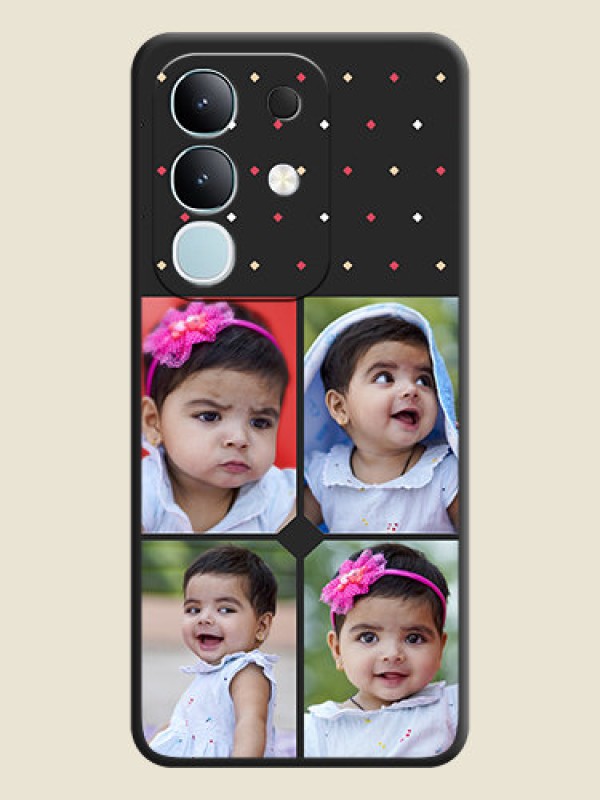 Custom Multicolor Dotted Pattern with 4 Image Holder On Space Black Custom Soft Matte Mobile Back Cover - Vivo Y31 Pro 5G