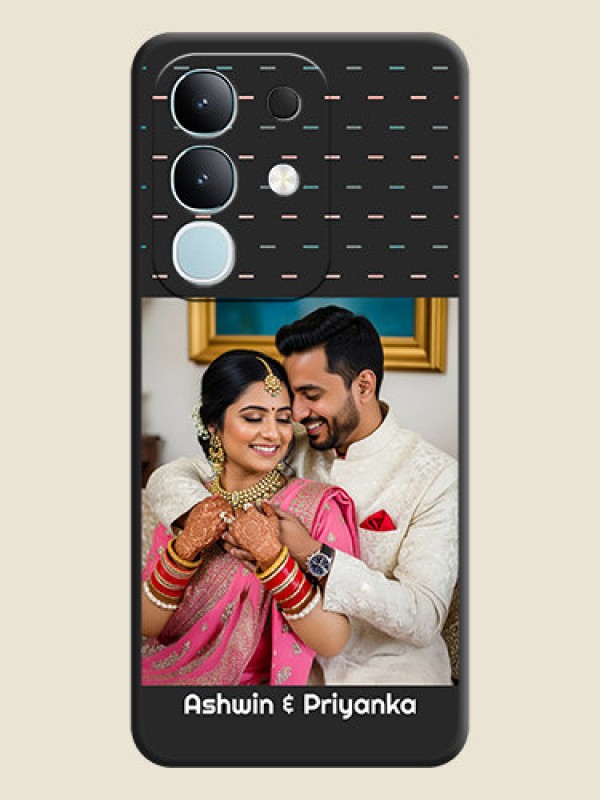 Custom Line Pattern Design with Text On Space Black Custom Soft Matte Mobile Back Cover - Vivo Y31 Pro 5G