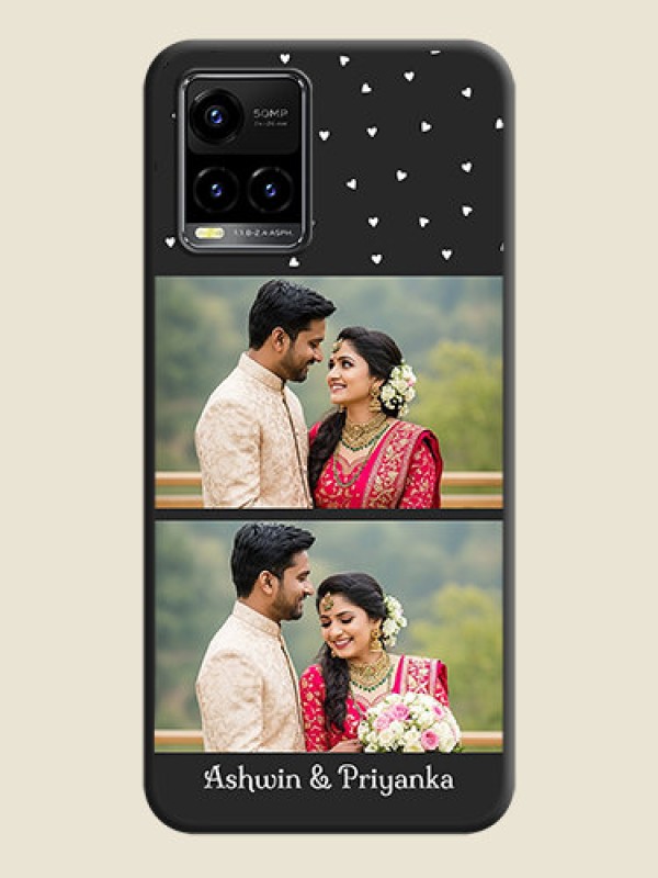 Custom Miniature Love Symbols with Name on Space Black Custom Soft Matte Back Cover - Vivo Y33s