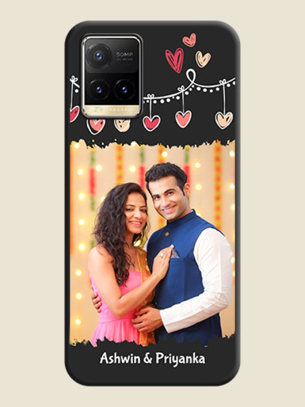Custom Pink Love Hangings with Name on Space Black Custom Soft Matte Phone Cases - Vivo Y33T