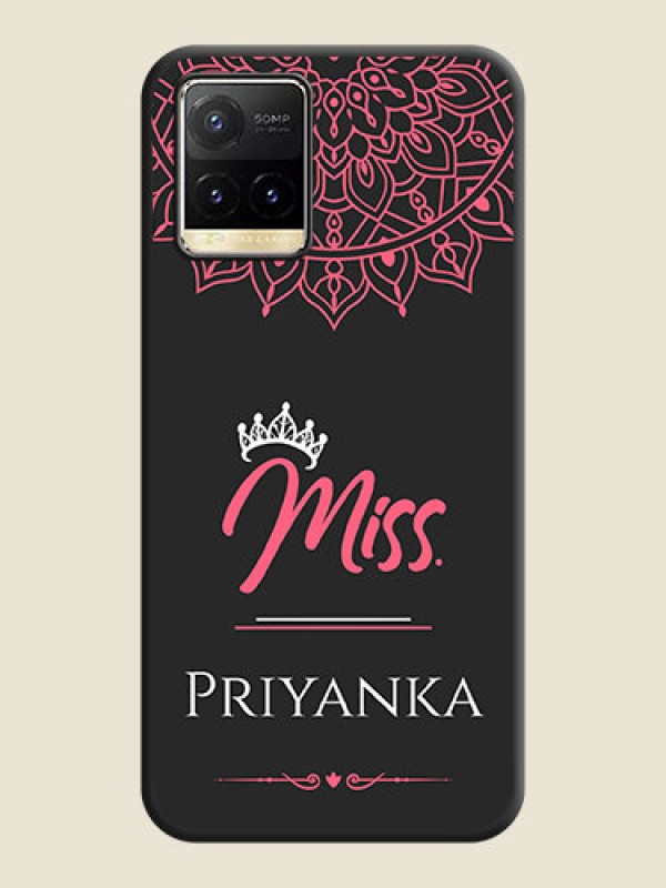 Custom Mrs Name with Floral Design on Space Black Personalized Soft Matte Phone Covers - Vivo Y33T