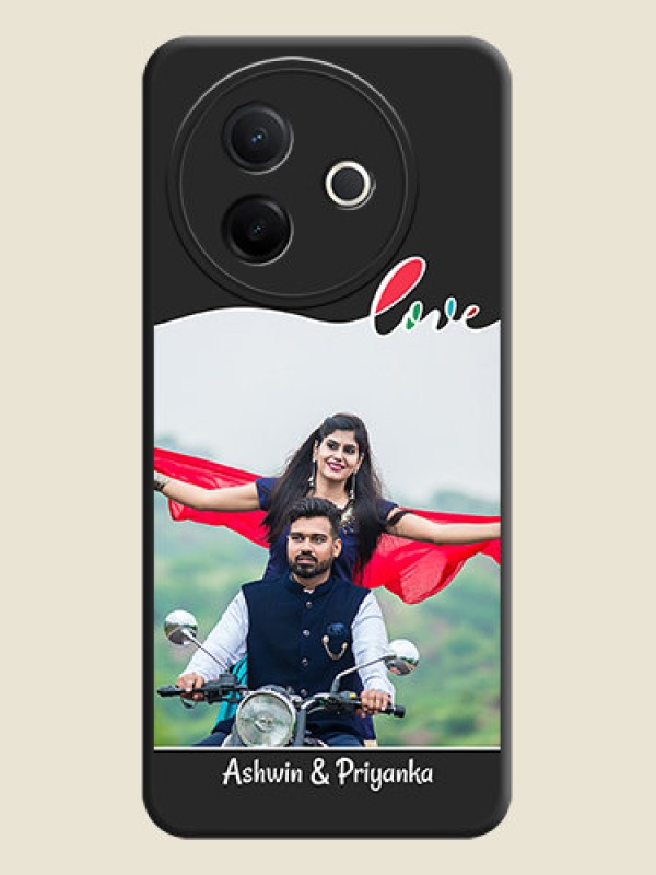Custom Fall in Love Pattern with Picture on Photo On Space Black Custom Soft Matte Mobile Back Cover - Vivo Y39 5G