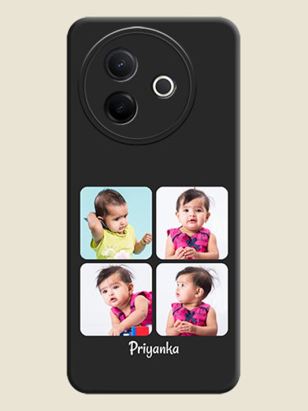 Custom Floral Art with 6 Image Holder on Photo On Space Black Custom Soft Matte Mobile Back Cover - Vivo Y39 5G