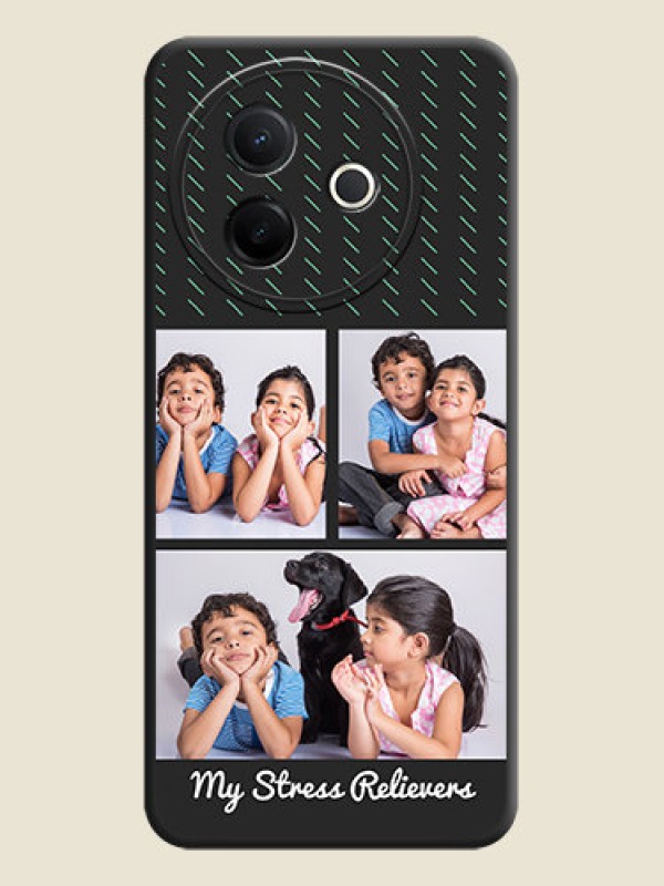 Custom Cross Dotted Pattern with 2 Image Holder On Space Black Custom Soft Matte Mobile Back Cover - Vivo Y39 5G