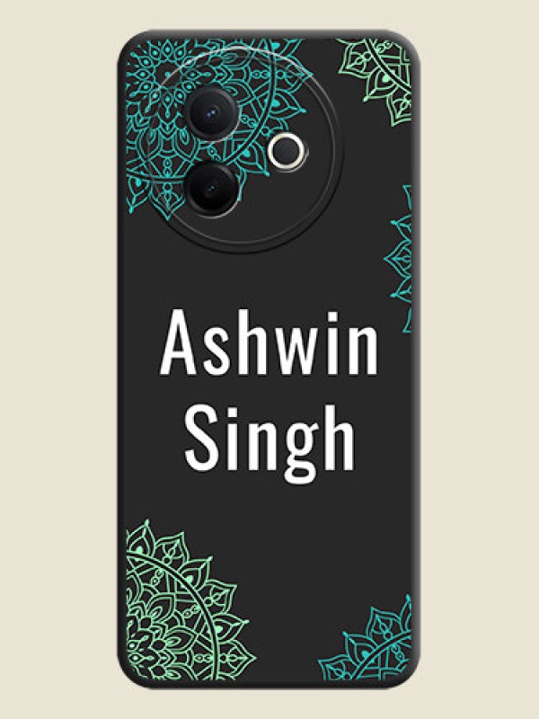 Custom Your Name with Floral Design On Space Black Custom Soft Matte Mobile Back Cover - Vivo Y39 5G