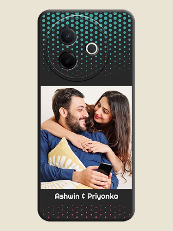 Custom Faded Dots with Grunge Photo Frame and Text On Space Black Custom Soft Matte Mobile Back Cover - Vivo Y39 5G