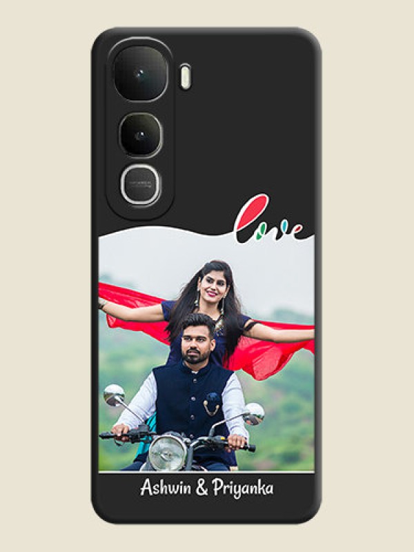 Custom Fall in Love Pattern with Picture on Photo On Space Black Custom Soft Matte Mobile Back Cover - Vivo Y400 5G