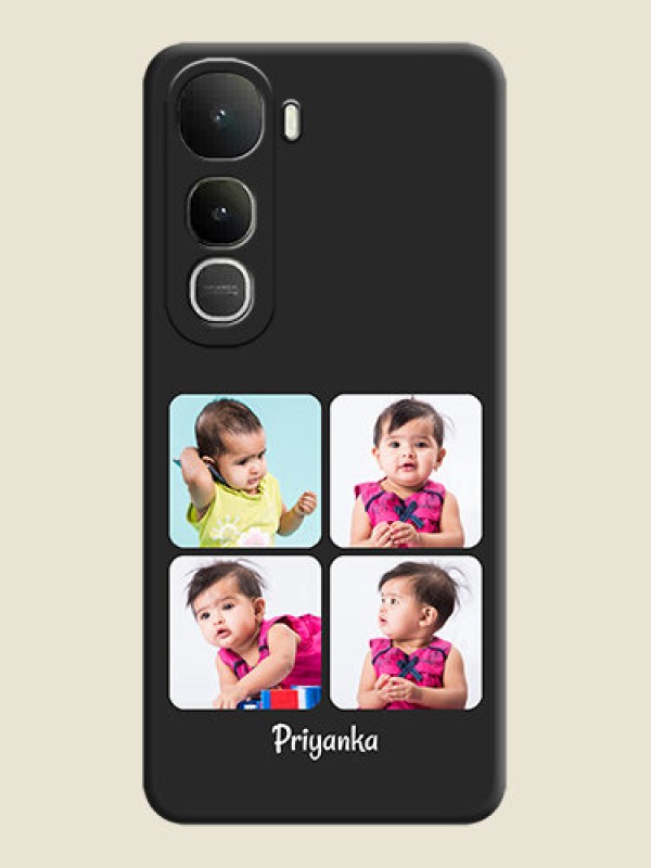 Custom Floral Art with 6 Image Holder on Photo On Space Black Custom Soft Matte Mobile Back Cover - Vivo Y400 5G