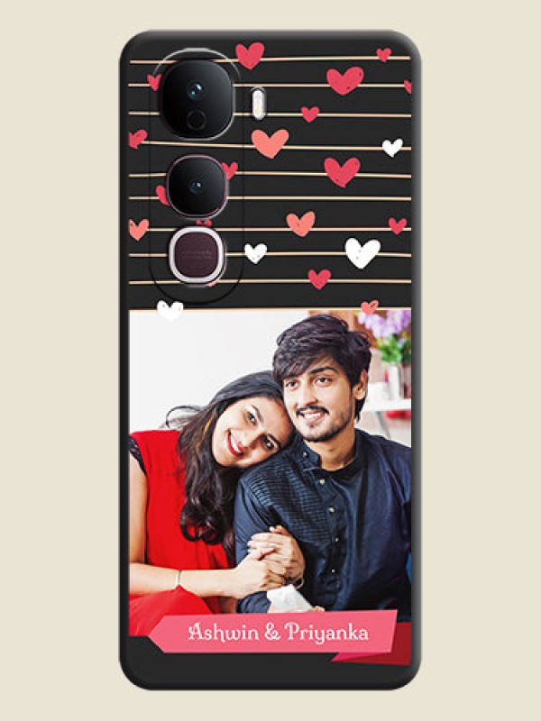 Custom Love Pattern with Name on Pink Ribbon on Photo On Space Black Custom Soft Matte Mobile Back Cover - Vivo Y400 Pro 5G