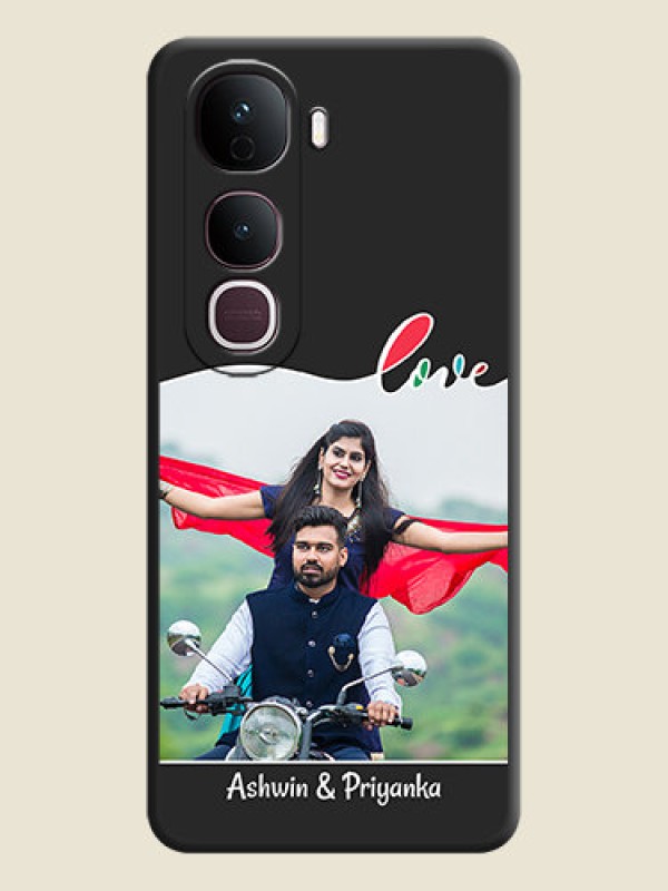 Custom Fall in Love Pattern with Picture on Photo On Space Black Custom Soft Matte Mobile Back Cover - Vivo Y400 Pro 5G