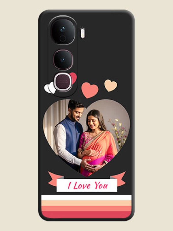 Custom Love Shaped Photo with Colorful Stripes On Space Black Custom Soft Matte Mobile Back Cover - Vivo Y400 Pro 5G