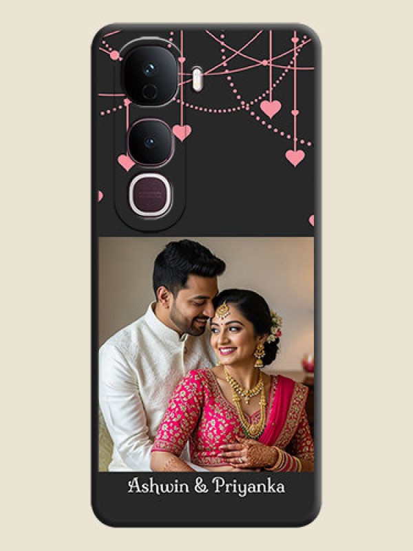Custom Pink Love Hangings with Text On Space Black Custom Soft Matte Mobile Back Cover - Vivo Y400 Pro 5G