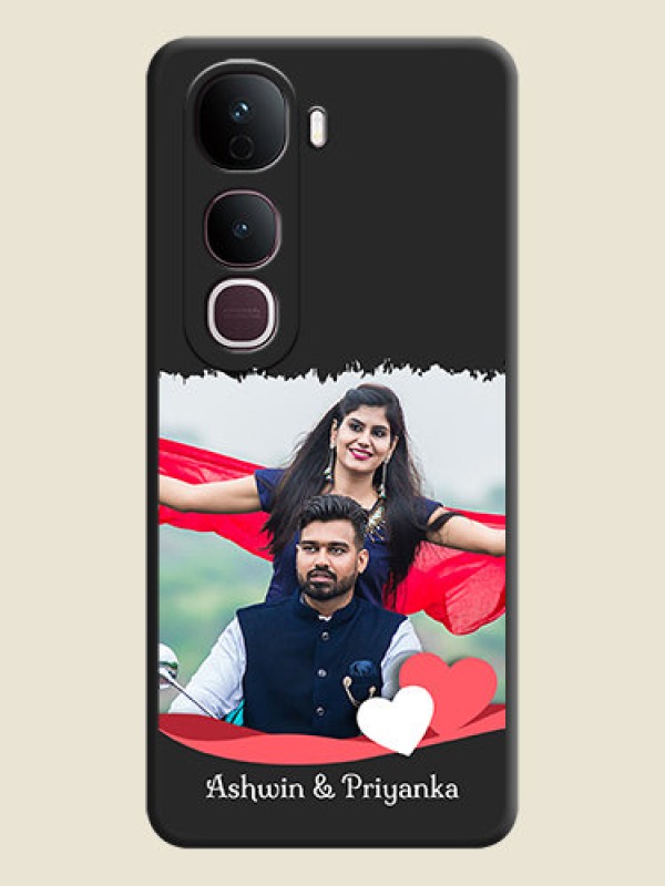 Custom Pin Color Love Shaped Ribbon Design with Text On Space Black Custom Soft Matte Mobile Back Cover - Vivo Y400 Pro 5G