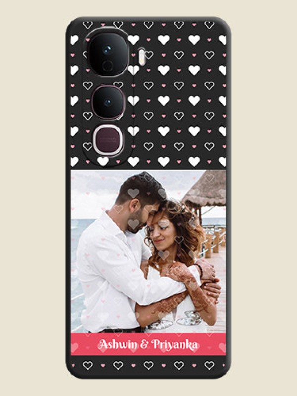 Custom White Color Love Symbols with Text Design on Photo On Space Black Custom Soft Matte Mobile Back Cover - Vivo Y400 Pro 5G