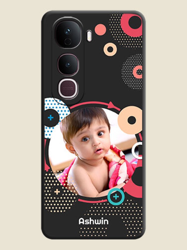 Custom Multicoloured Round Image On Space Black Custom Soft Matte Mobile Back Cover - Vivo Y400 Pro 5G