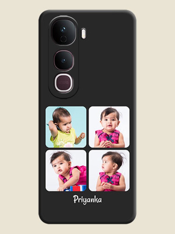 Custom Floral Art with 6 Image Holder on Photo On Space Black Custom Soft Matte Mobile Back Cover - Vivo Y400 Pro 5G