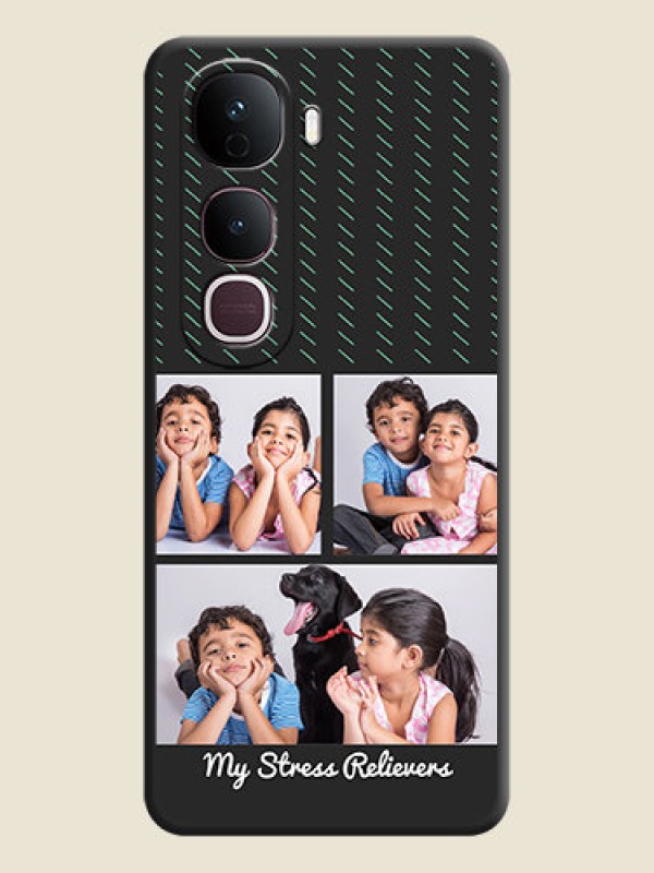 Custom Cross Dotted Pattern with 2 Image Holder On Space Black Custom Soft Matte Mobile Back Cover - Vivo Y400 Pro 5G
