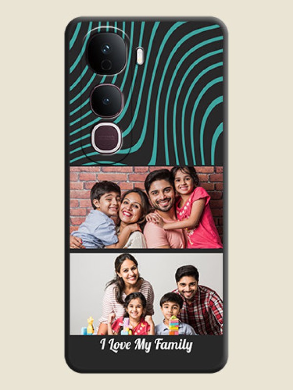 Custom Wave Pattern with 2 Image Holder On Space Black Custom Soft Matte Mobile Back Cover - Vivo Y400 Pro 5G