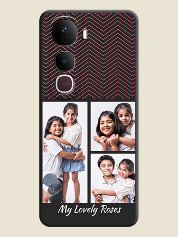 Custom Wave Pattern with 3 Image Holder On Space Black Custom Soft Matte Mobile Back Cover - Vivo Y400 Pro 5G