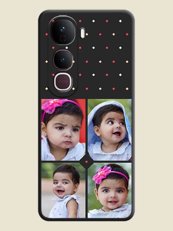 Custom Multicolor Dotted Pattern with 4 Image Holder On Space Black Custom Soft Matte Mobile Back Cover - Vivo Y400 Pro 5G