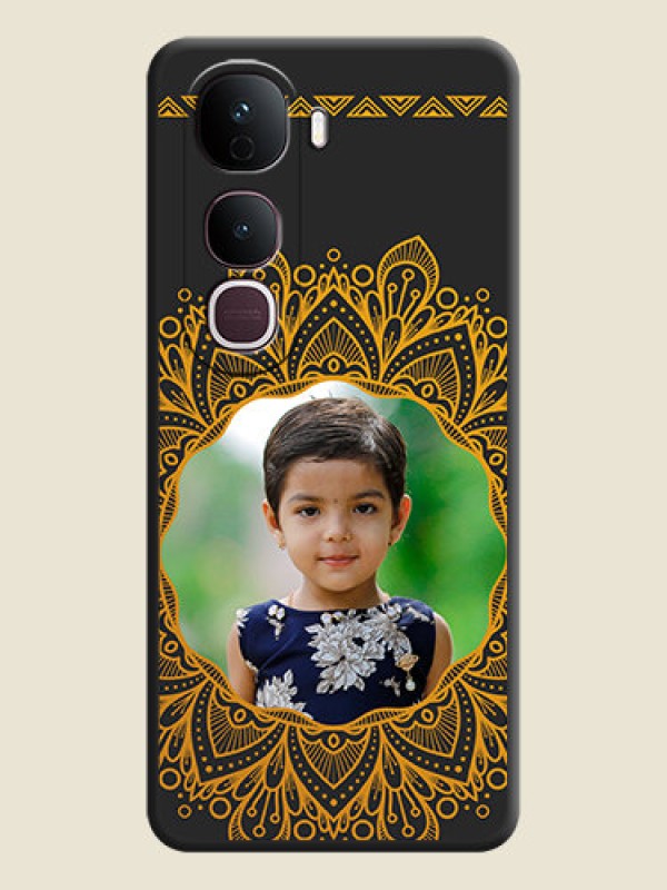 Custom Round Image with Floral Design On Space Black Custom Soft Matte Mobile Back Cover - Vivo Y400 Pro 5G