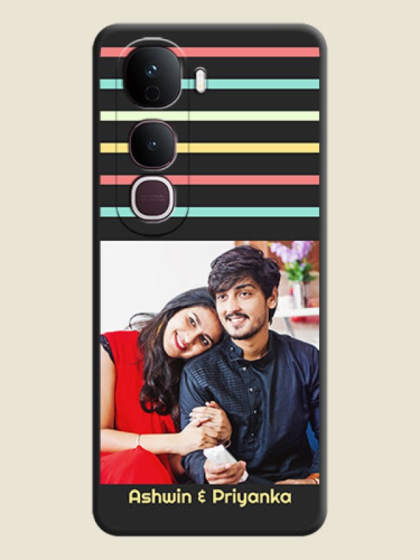Custom Color Stripes with Photo and Text on Photo On Space Black Custom Soft Matte Mobile Back Cover - Vivo Y400 Pro 5G