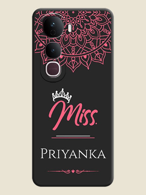 Custom Mrs Name with Floral Design On Space Black Custom Soft Matte Mobile Back Cover - Vivo Y400 Pro 5G