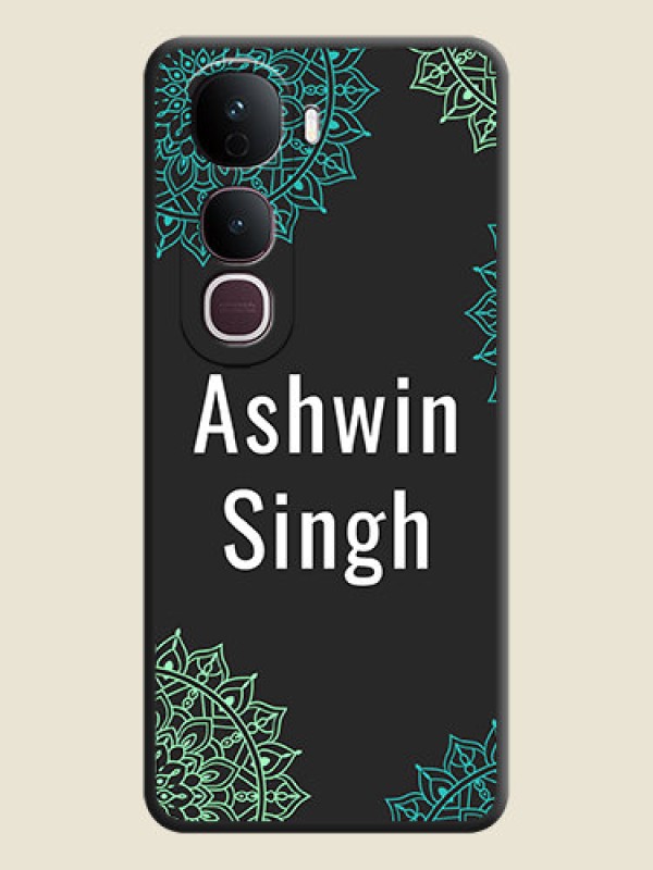 Custom Your Name with Floral Design On Space Black Custom Soft Matte Mobile Back Cover - Vivo Y400 Pro 5G